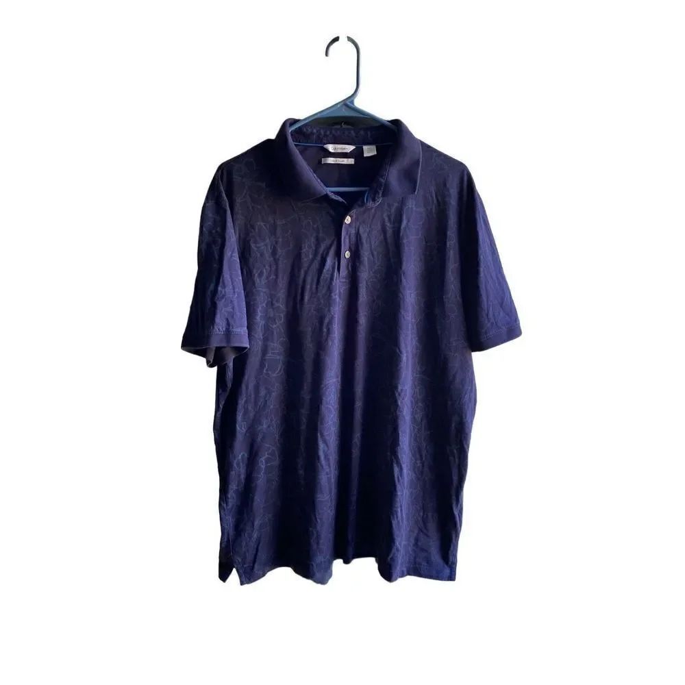 Calvin Klein men’s liquid touch, navy blue floral polo shirt, size XL